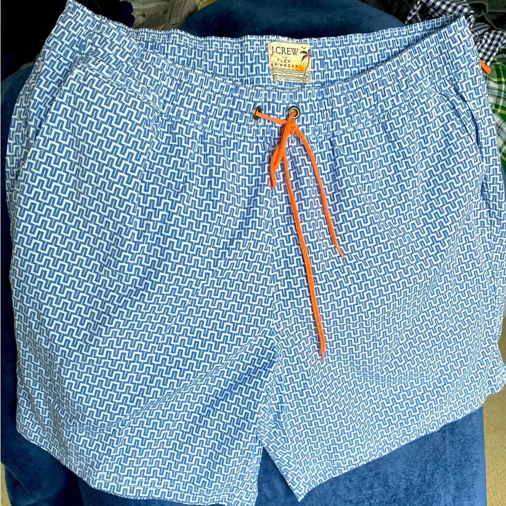 J Crew maze print swim trunks